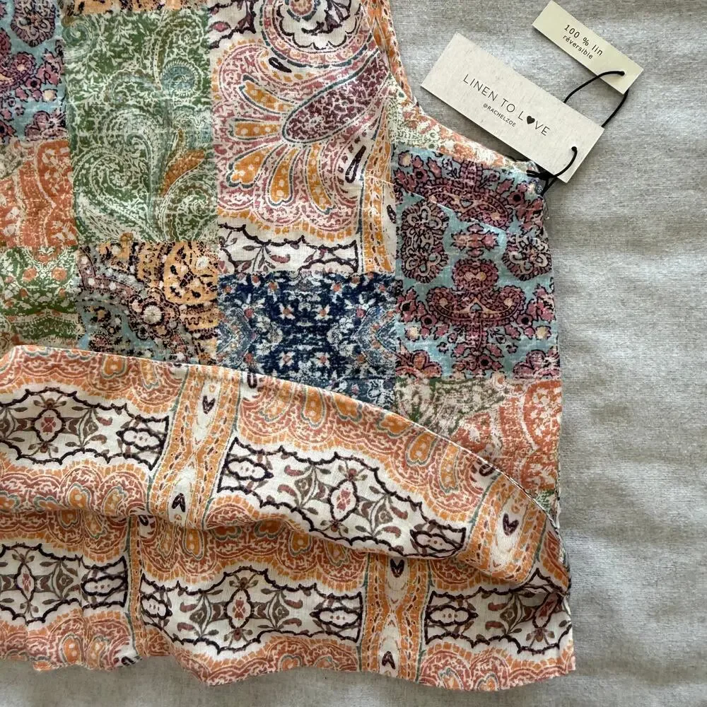 Linen Reversible Tank Top | XL | NWT Resort-2 in 1 blouse - Picture 2 of 16